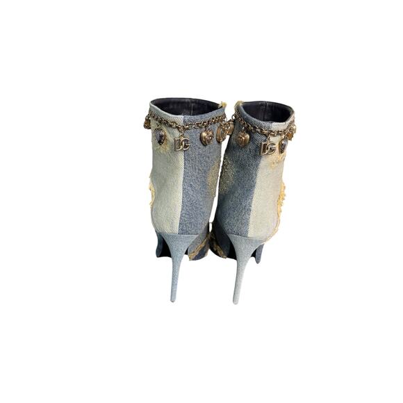 Dolce and Gabbana NIB Distressed Denim Ankle Booties in Blue Size 38 - Picture 8 of 16